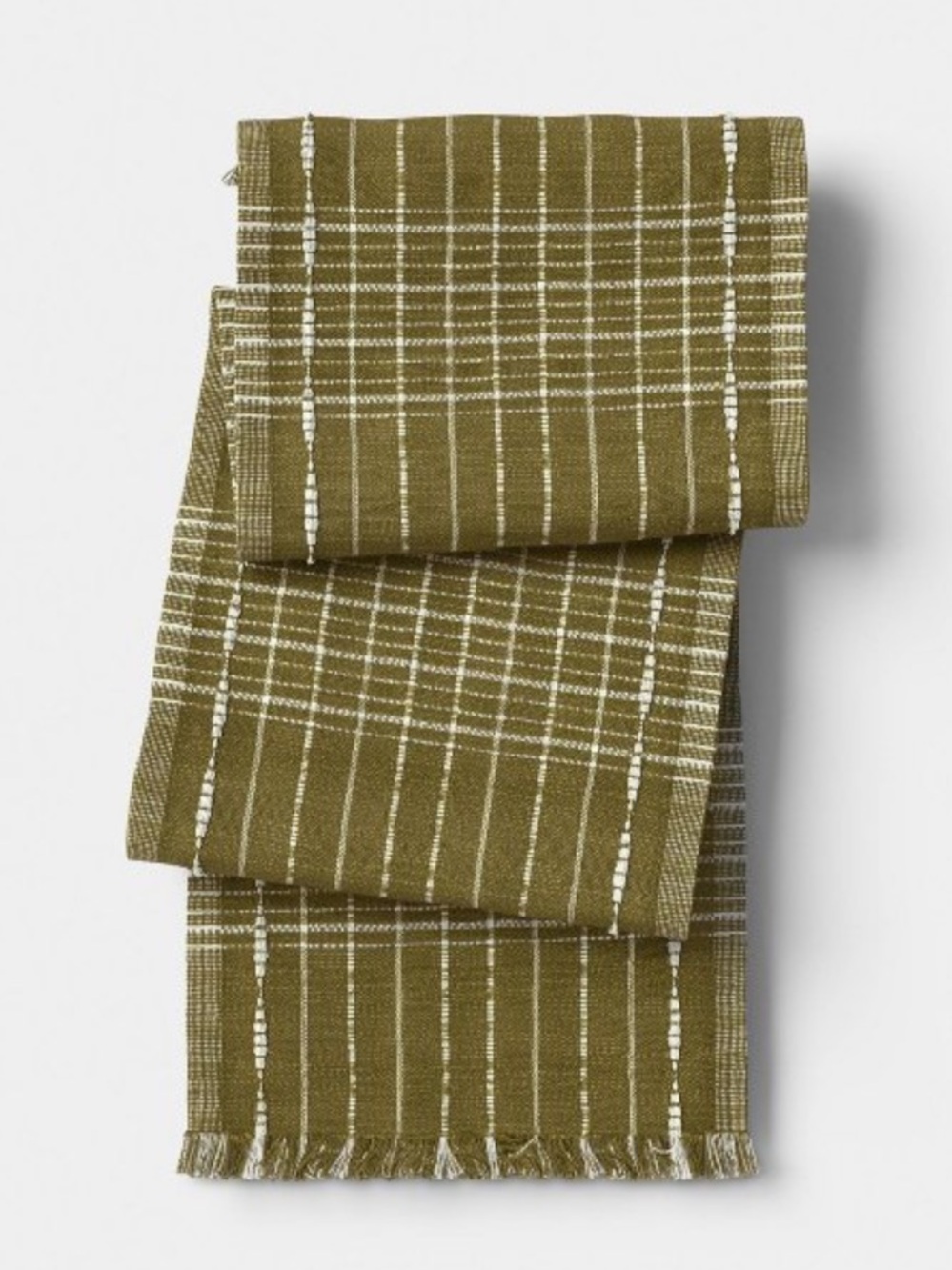 THRESHOLD NWT 14x72" Table Runner Ikat Woven -Olive